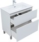 AQUANET Тумба с раковиной Вега 80 (Flat) напольная 2 ящ. цв. белый глянец AQUANET-345382