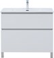 AQUANET Тумба с раковиной Вега 90 (Flat) напольная 2 ящ. цв. белый глянец AQUANET-345383