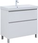AQUANET Тумба с раковиной Вега 90 (Ирис) напольная 2 ящ. цв. белый глянец AQUANET-345378