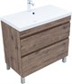 AQUANET Тумба с раковиной Нота New 90 напольная, дуб веллингтон табак AQUANET-345803