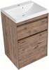 AQUANET Тумба с раковиной Токио 58 напольная 2 ящика, цв. дуб веллингтон AQUANET-335591
