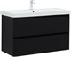 AQUANET Тумба с раковиной Эмбер 105 2 ящ. цв.черный матовый (раковина Luxury) AQUANET-332491