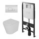 DK Комплект Унитаз подвесной безободковый Venice DT1026016, 515*355*365мм, сиденье микролифт, белый+Инсталляция рамная скрытого монтажа DI8055119, 550*100*1190мм, для подвесного унитаза, универсальная+Клавиша смыва Quadro DB1519016, белый DS1021602