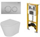 DK Комплект Унитаз подвесной безободковый (торнадо) D&K Venice DT1026516, 515*355*365мм, сиденье микролифт, белый+Инсталляция рамная скрытого монтажа D&K DI8050127, 500*117*1270мм, для подвесного унитаза, универсальная+Клавиша смыва D&K Bayern DB1529002, DS1021613