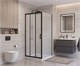 BELBAGNO Uno-195 Душевой уголок квадратный размер 90x90 см, двери раздвижные, профиль - черный матовый / стекло - матовое UNO-195-AF-31-90-P-NERO