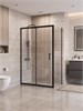 BELBAGNO Uno-195 Душевой уголок прямоугольный размер 130x80 см, двери раздвижные, профиль - черный матовый / стекло - прозрачное UNO-195-AH-1-130/80-C-NERO