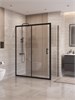 BELBAGNO Uno-195 Душевой уголок прямоугольный размер 140x70 см, двери раздвижные, профиль - черный матовый / стекло - прозрачное UNO-195-AH-1-140/70-C-NERO