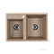 AQUATON Делия 78 Мойка для кухни двойная прямоугольная, литьевой мрамор, ширина 78 см - фото 56281
